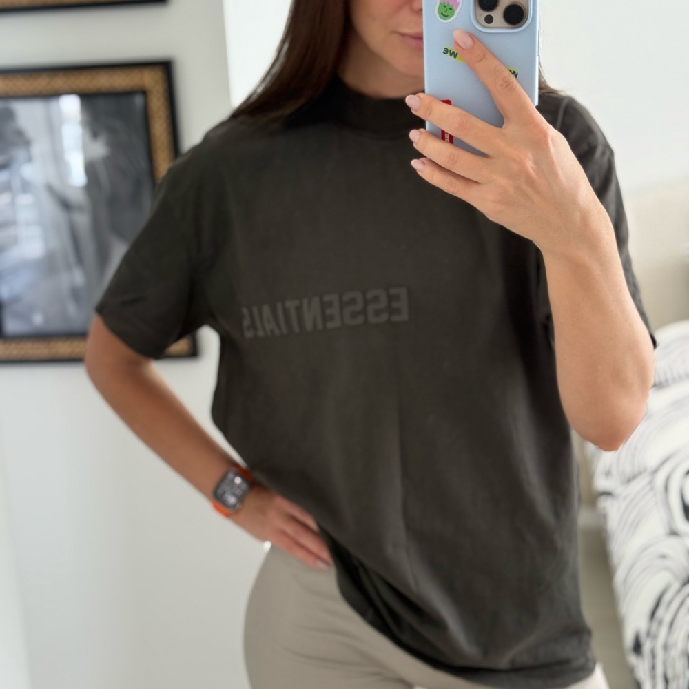 Essentials Dark Olive Oversized Logo T-Shirt